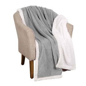 Sherpa Fleece Blanket Reversible Plush Fluffy Nuuk Jacquard (Color: Platinum, size: Throw XL)