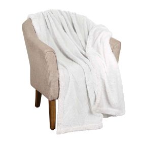 Sherpa Fleece Blanket Reversible Plush Fluffy Nuuk Jacquard (Color: White, size: Throw XL)
