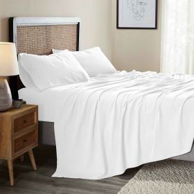 Orion Cotton Linen Garment Washed Deep Pocket Sheet Set (Color: White, size: Full)