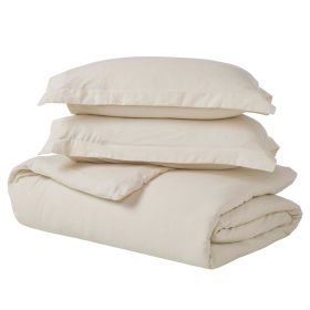 Cotton Linen Lightweight Breathable Duvet Cover Set (Color: Ivory, size: Full/Queen)