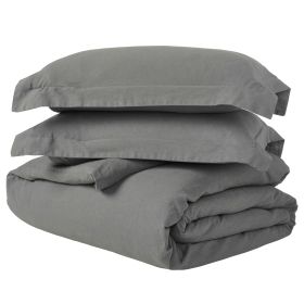 Cotton Linen Lightweight Breathable Duvet Cover Set (Color: Charcoal, size: King/California King)