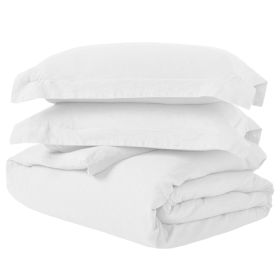 Cotton Linen Lightweight Breathable Duvet Cover Set (Color: White, size: Full/Queen)