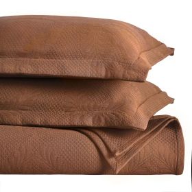 Peploi Medium Weight Jacquard Matelasse Floral Wreath Bedspread Set (Color: Burnt Orange, size: Full)