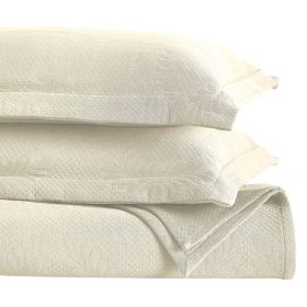 Peploi Medium Weight Jacquard Matelasse Floral Wreath Bedspread Set (Color: Ivory, size: Full)