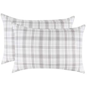 Plaid Flannel Cotton Classic Modern Farmhouse Pillowcases, Set of 2 (Color: Charcoal, size: King)