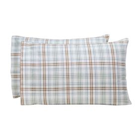 Plaid Flannel Cotton Classic Modern Farmhouse Pillowcases, Set of 2 (Color: Green/Rust, size: Standard)