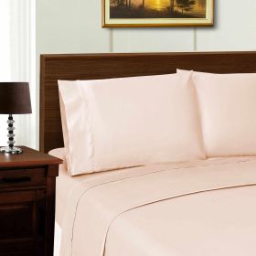 1000 Thread Count Lyocell Blend Bed Sheet Set Solid Deep Pocket (Color: Pink, size: King)