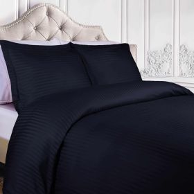 400 Thread Count Egyptian Cotton Stripe Duvet Cover (Color: Navy Blue, size: Twin)