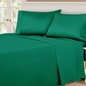 530 Thread Count Egyptian Cotton Sateen Bed Sheet Set (Color: Green, size: Split King)