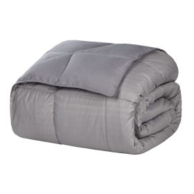 Reversible Down Alternative All-Season Solid Striped Blanket (Color: Grey, size: King)