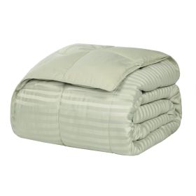 Reversible Down Alternative All-Season Solid Striped Blanket (Color: Sage, size: King)