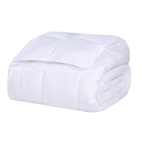 Reversible Down Alternative All-Season Solid Striped Blanket (Color: White, size: Full/Queen)