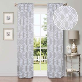Ribbon Trellis Washable Room Darkening Blackout Curtains, Set of 2 (Color: Chrome, size: 26" X 84")
