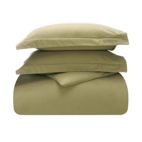 100% Cotton Flannel Solid Fuzzy Warm Duvet Cover Set (Color: Sage, size: King/California King)