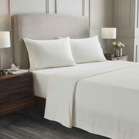 100% Cotton Flannel Sheet Set Solid Deep Pocket Fuzzy Warm Rome (Color: Ivory, size: Twin)