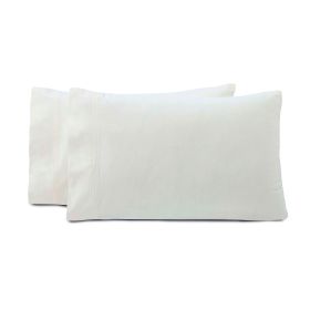 Rome Flannel Cotton Solid Fuzzy Pillowcases, Set of 2 (Color: Ivory, size: King)