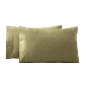 Rome Flannel Cotton Solid Fuzzy Pillowcases, Set of 2 (Color: Sage, size: King)