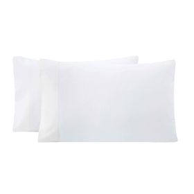 Rome Flannel Cotton Solid Fuzzy Pillowcases, Set of 2 (Color: White, size: Standard)