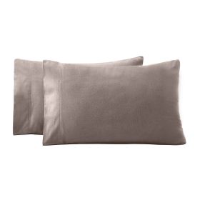 Rome Flannel Cotton Solid Fuzzy Pillowcases, Set of 2 (Color: Grey, size: Standard)