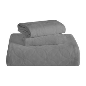 Lightweight Cotton Bedspread Sets 3-Piece Serenity Wedding Ring Jacquard Matelassé (Color: Grey, size: Full)