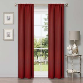 Blackout Window Curtains Solid Room Darkening Washable Set of 2 (Color: Sangria, size: 26" X 84")