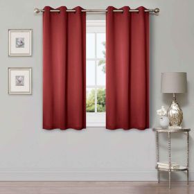 Blackout Window Curtains Solid Room Darkening Washable Set of 2 (Color: Sangria, size: 26" X 63")
