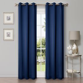 Solid Machine Washable Room Darkening Blackout Curtains, Set of 2 (Color: Navy Blue - 2 Piece, size: 42" X 108")