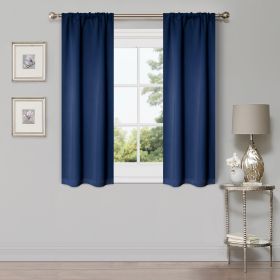 Solid Machine Washable Room Darkening Blackout Curtains, Set of 2 (Color: Navy Blue - 2 Piece, size: 42" X 63")
