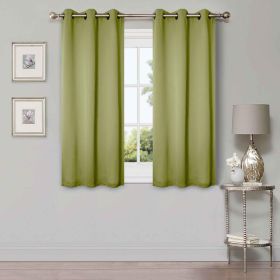 Solid Machine Washable Room Darkening Blackout Curtains, Set of 2 (Color: Sage - 2 Piece, size: 52" x 63")