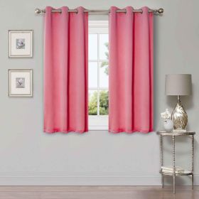 Solid Machine Washable Room Darkening Blackout Curtains, Set of 2 (Color: Pink - 2 Piece, size: 52" x 63")