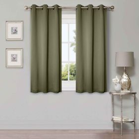 Solid Machine Washable Room Darkening Blackout Curtains, Set of 2 (Color: Olive Green - 2 Piece, size: 52" x 63")