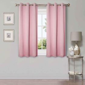 Solid Machine Washable Room Darkening Blackout Curtains, Set of 2 (Color: Mauve chalk - 2 Piece, size: 52" x 63")