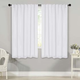 Blackout Window Curtains Solid Room Darkening Back Tab Set of 2 (Color: Snow White, size: 42" X 63")