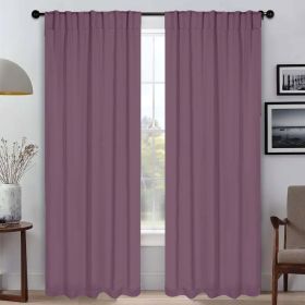 Blackout Window Curtains Solid Room Darkening Back Tab Set of 2 (Color: Wisteria, size: 42" X 108")