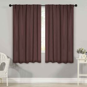 Blackout Window Curtains Solid Room Darkening Back Tab Set of 2 (Color: Cappuccino, size: 52" x 63")