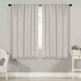 Blackout Window Curtains Solid Room Darkening Back Tab Set of 2 (Color: Chrome, size: 52" x 63")