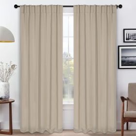 Blackout Window Curtains Solid Room Darkening Back Tab Set of 2 (Color: Ivory, size: 42" X 108")