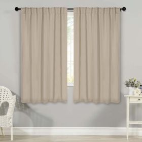 Blackout Window Curtains Solid Room Darkening Back Tab Set of 2 (Color: Ivory, size: 42" X 63")