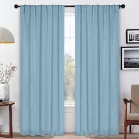 Blackout Window Curtains Solid Room Darkening Back Tab Set of 2 (Color: Light Blue, size: 42" X 108")
