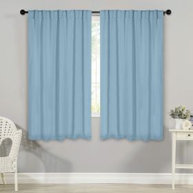 Blackout Window Curtains Solid Room Darkening Back Tab Set of 2 (Color: Light Blue, size: 42" X 63")
