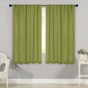 Blackout Window Curtains Solid Room Darkening Back Tab Set of 2 (Color: Sage, size: 42" X 63")