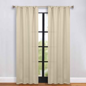 Blackout Window Curtains Solid Room Darkening Rod Pocket Set of 2 (Color: Ivory, size: 36" x 84")