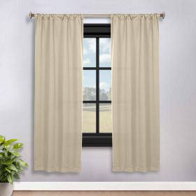 Blackout Window Curtains Solid Room Darkening Rod Pocket Set of 2 (Color: Ivory, size: 36" x 72")