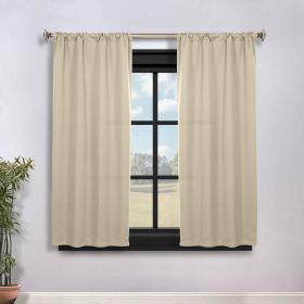 Blackout Window Curtains Solid Room Darkening Rod Pocket Set of 2 (Color: Ivory, size: 36" x 63")