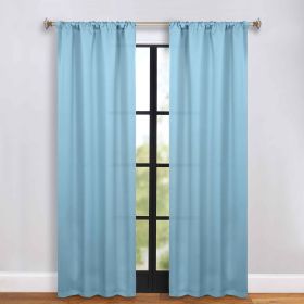 Blackout Window Curtains Solid Room Darkening Rod Pocket Set of 2 (Color: Light Blue, size: 36" x 84")