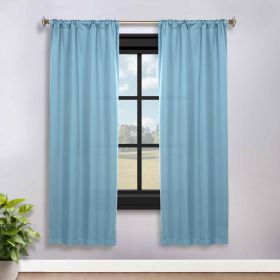 Blackout Window Curtains Solid Room Darkening Rod Pocket Set of 2 (Color: Light Blue, size: 36" x 72")
