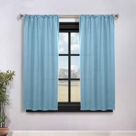 Blackout Window Curtains Solid Room Darkening Rod Pocket Set of 2 (Color: Light Blue, size: 36" x 63")
