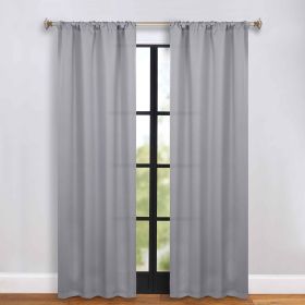 Blackout Window Curtains Solid Room Darkening Rod Pocket Set of 2 (Color: Silver, size: 36" x 84")