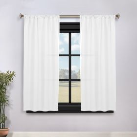 Blackout Window Curtains Solid Room Darkening Rod Pocket Set of 2 (Color: Snow White, size: 36" x 63")