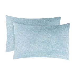 Superior Melange Flannel Cotton Two-Toned Fuzzy Pillowcases, Set of 2 (Color: Blue, size: King)